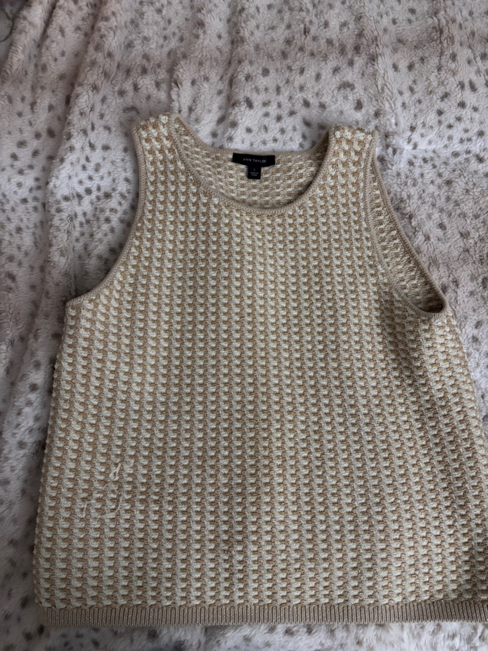 Ann Taylor Cream and Beige Knit Tank Sweater